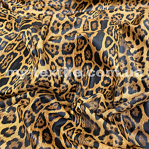 Кожзам Стрейч на трикотажі тиснений принт пятниста Кішка