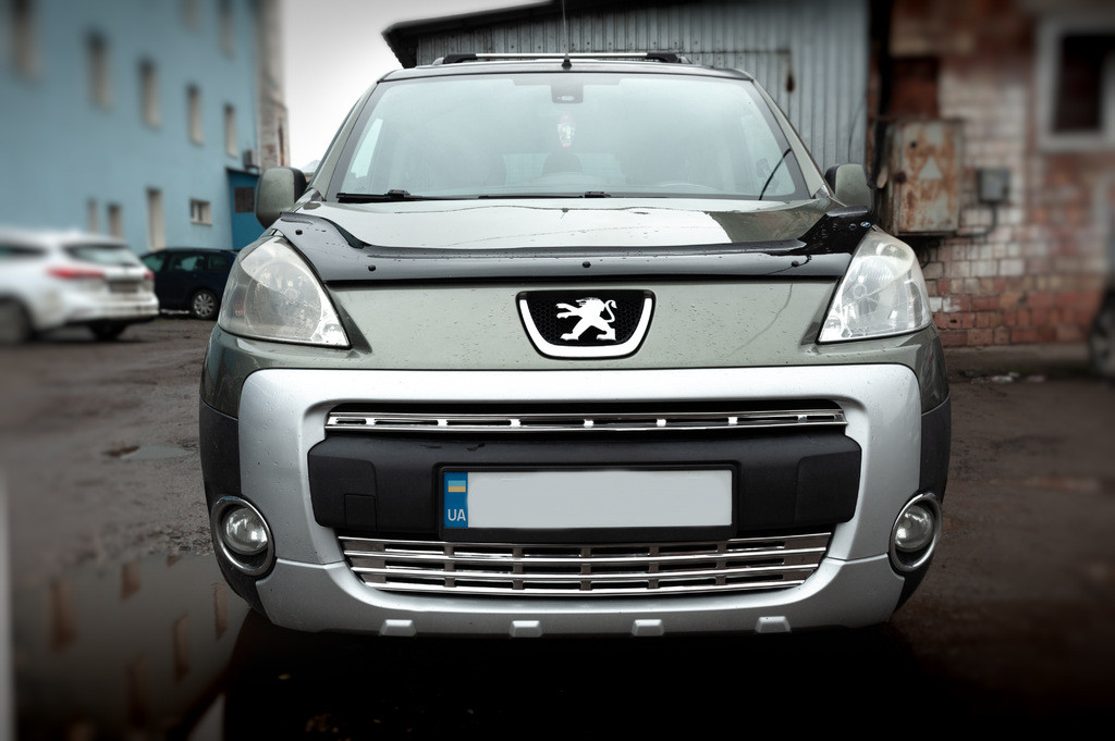 Накладки на решітку (2 част., нерж.) OmsaLine - Італійська нержавійка для Peugeot Partner Tepee 2008-2018рр.