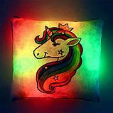 Подушка-нічник "Unicorn" — нічник у дитячу кімнату подарунок для дівчинки м'яка іграшка з тканини габардин, фото 3