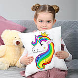 Подушка-нічник "Unicorn" — нічник у дитячу кімнату подарунок для дівчинки м'яка іграшка з тканини габардин, фото 4