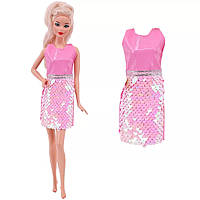 Платье для куклы Барби с блестками, с паетками для Блайз, Рейнбоу Розовый