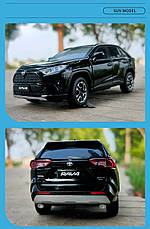 Модель автомобіля Toyota RAV4 2020 масштаб: 1:32. Іграшкова машинка Тойота РАВ4 чорна (звук, світло). Металева інерційна машинка, фото 4