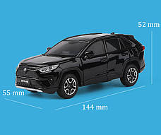 Модель автомобіля Toyota RAV4 2020 масштаб: 1:32. Іграшкова машинка Тойота РАВ4 чорна (звук, світло). Металева інерційна машинка, фото 6