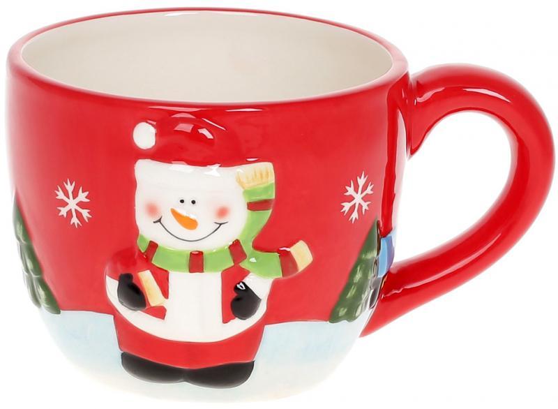 Кухоль "Сніговик" 550 мл Різдвяний, керамічний, фото 1