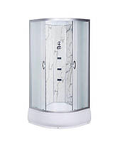 Душовий бокс Vivia TKF90-30 Білий мармур WG 90x90x215 см на середньому піддоні з гідромасажем розсувні двері, фото 3