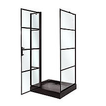 Душова кабіна VIVIA Patricia 100x80x215 см з низьким піддоном чорна прозоре скло розпашні двері, фото 4