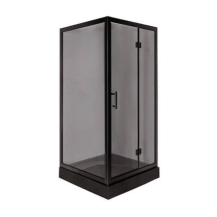 Душова кабіна VIVIA CHIARA 100x100x210 см з низьким піддоном чорна тоноване скло, фото 3