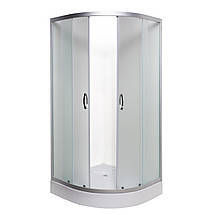 Душова кабіна VIVIA 081 JK New 80x80x191 см з низьким піддоном сатин розсувні двері скло матове, фото 5