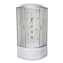 Душовий бокс Vivia TKF90 Білий мармур WG 90x90x215 см з глибоким піддоном з гідромасажем матове скло, фото 3