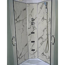 Душовий бокс Vivia TKF90 Білий мармур WG 90x90x215 см з глибоким піддоном з гідромасажем матове скло, фото 4