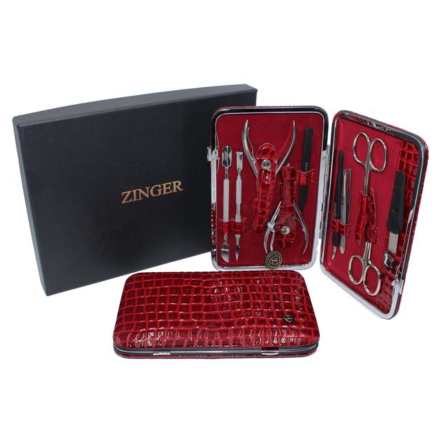 Манікюрний набір Zinger професійний 10 предметів футляр зі шкіри червоного кольору. Манікюрний набір Zinger професійний 10 предметів футляр зі шкіри червоного кольору.