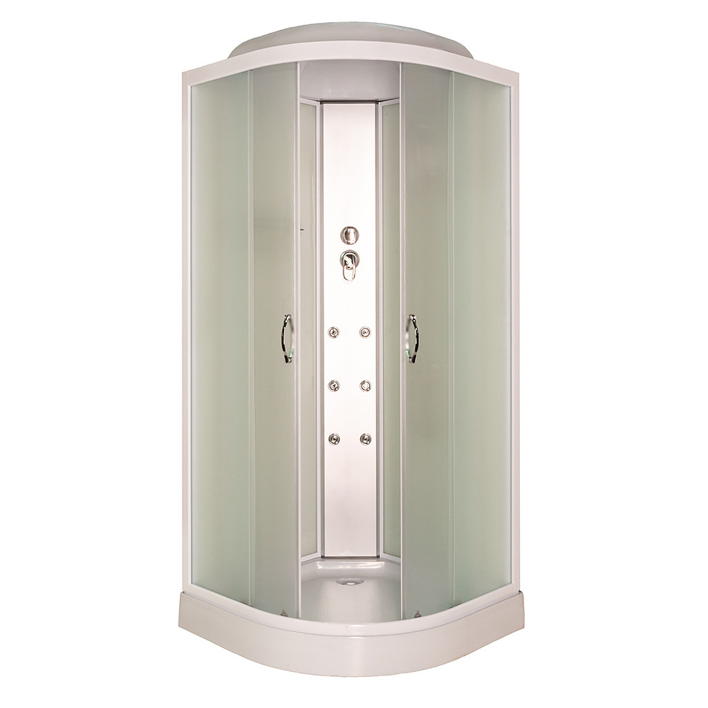 Душовий бокс Vivia Eco 61 W CH 90x90х215 см на низькому піддоні з гідромасажем матове скло розсувні двері