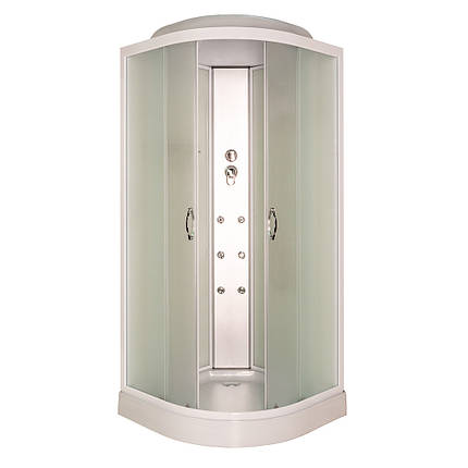 Душовий бокс Vivia Eco 61 W CH 90x90х215 см на низькому піддоні з гідромасажем матове скло розсувні двері, фото 1