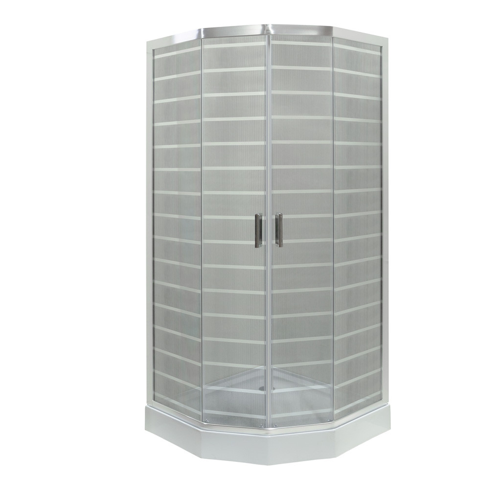 Душова кабіна VIVIA - Ida White P 92/5 W LN 90х90х205 см з низьким піддоном скло тоноване з принтом