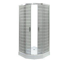 Душова кабіна VIVIA - Ida White P 92/5 W LN 90х90х205 см з низьким піддоном скло тоноване з принтом, фото 6