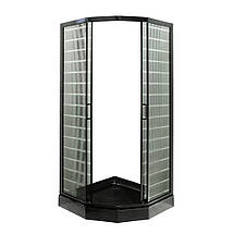 Душова кабіна Vivia Ida Black P 92/5 B LN 90х90х205 см з низьким піддоном чорна скло тоноване з принтом, фото 4
