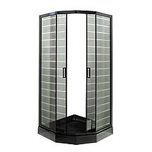 Душова кабіна Vivia Ida Black P 92/5 B LN 90х90х205 см з низьким піддоном чорна скло тоноване з принтом, фото 5