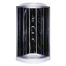 Душовий бокс Vivia TKF100/1 Чорний онікс BG 100х100x215 см на низькому піддоні сатин з гідромасажем, фото 5