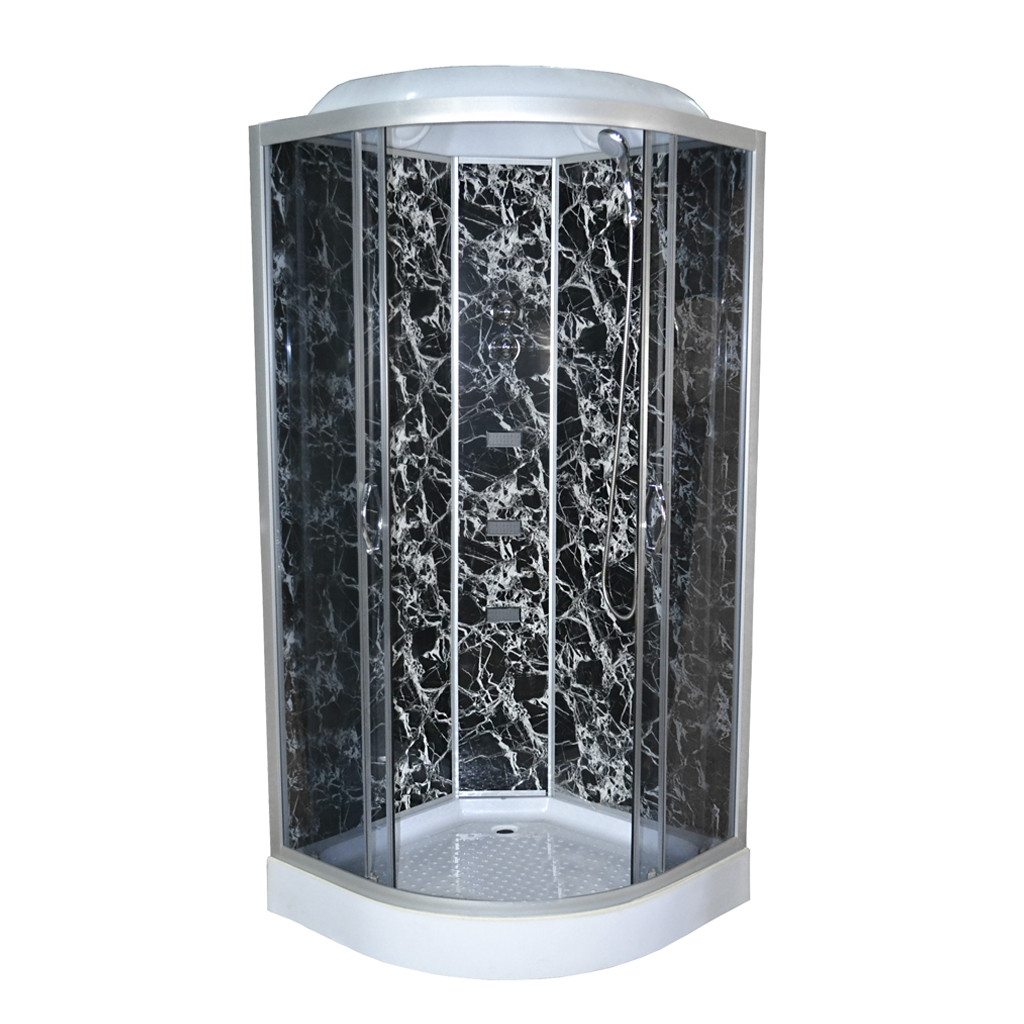 Душовий бокс Vivia TKF100/1 Black Web BG 100х100x215 см на низькому піддоні з гідромасажем тоноване скло