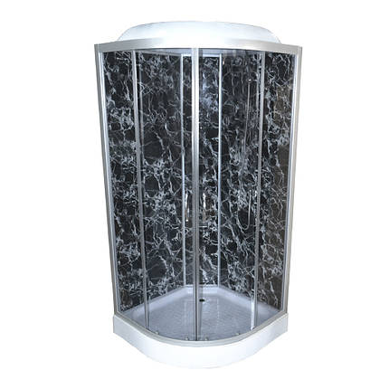Душовий бокс Vivia TKF100/1 Black Web BG 100х100x215 см на низькому піддоні з гідромасажем тоноване скло, фото 3