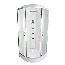 Душовий бокс Vivia TKF90/1 Білий онікс WG 90x90x215 см на низькому піддоні з гідромасажем матове скло, фото 4