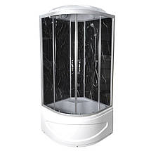 Душовий бокс TKF90 Чорний онікс BG 90x90x215 см з глибоким піддоном з гідромасажем напівпрозоре скло, фото 3