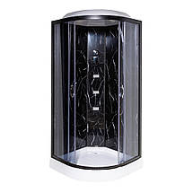 Душовий бокс Vivia TKF90/1 BP Чорний онікс BG 90x90x215 см на низькому піддоні чорний з гідромасажем, фото 5