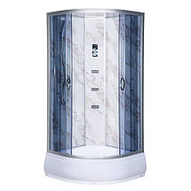 Душовий бокс Vivia TKF90-30 Мармур BG 90x90x215 см на середньому піддоні з гідромасажем скло тоноване, фото 4