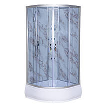 Душовий бокс Vivia TKF90-30 Мармур BG 90x90x215 см на середньому піддоні з гідромасажем скло тоноване, фото 3