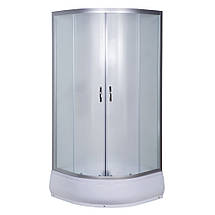 Душовий бокс Vivia TKF90-30 Білий онікс WG 90x90x215 см на середньому піддоні з гідромасажем матове скло, фото 3