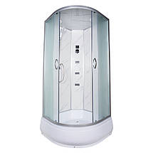 Душовий бокс Vivia TKF90-30 Білий онікс WG 90x90x215 см на середньому піддоні з гідромасажем матове скло, фото 5