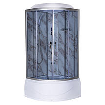 Душовий бокс Vivia TKF90 Мармур BG 90x90x215 см з глибоким піддоном сатин з гідромасажем тоноване скло, фото 3