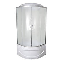 Душовий бокс Vivia TKF90 Білий онікс WG 90x90x215 см з глибоким піддоном з гідромасажем матове скло, фото 3