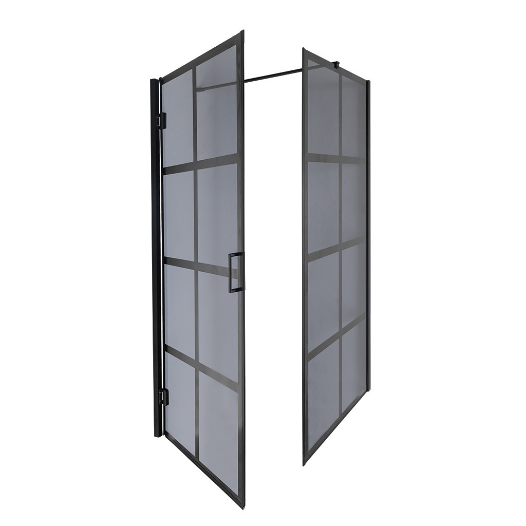 Душова кабіна Insana DORA 90x90x190 см без піддону чорна тоноване скло з принтом чорних квадратів