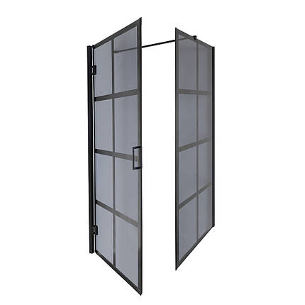 Душова кабіна Insana DORA 90x90x190 см без піддону чорна тоноване скло з принтом чорних квадратів, фото 1