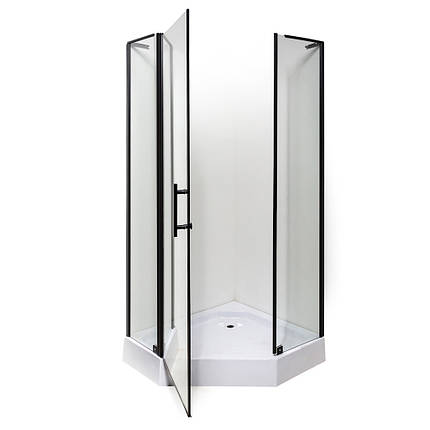 Душова кабіна VIVIA Ethna Black P91 B 90x90x195 см з низьким піддоном багатогранна чорна чорна прозоре скло, фото 3