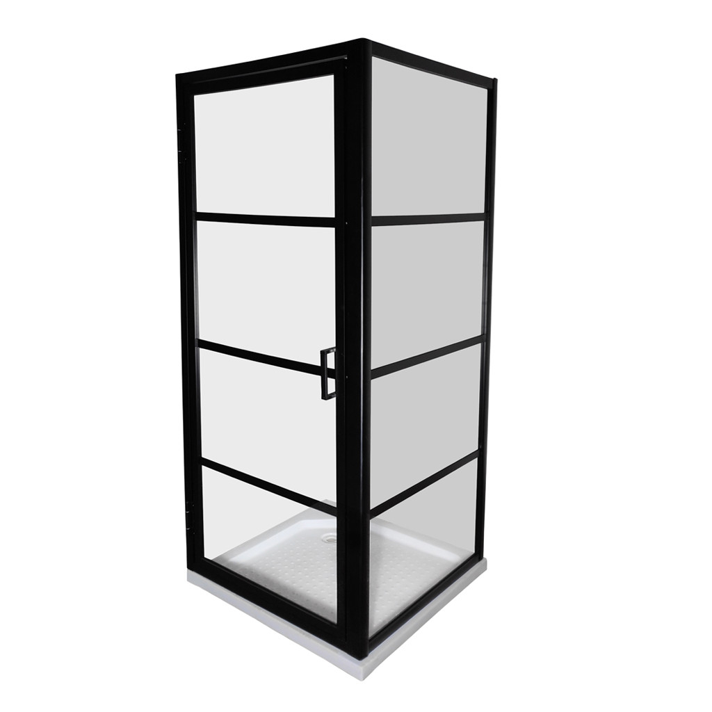 Душова кабіна Insana Black Phone KT 90x90x185 см без піддону квадратна чорна чорна скло прозоре