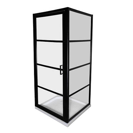 Душова кабіна Insana Black Phone KT 90x90x185 см без піддону квадратна чорна чорна скло прозоре, фото 1