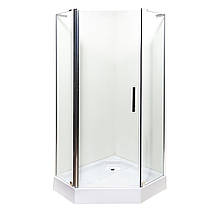 Душова кабіна VIVIA Ethna Clear P91 С 90x90x195 см з низьким піддоном багатогранна хром прозоре скло, фото 4