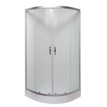 Душова кабіна VIVIA 081 JK New 80x80x191 см з низьким піддоном сатин розсувні двері скло матове, фото 1