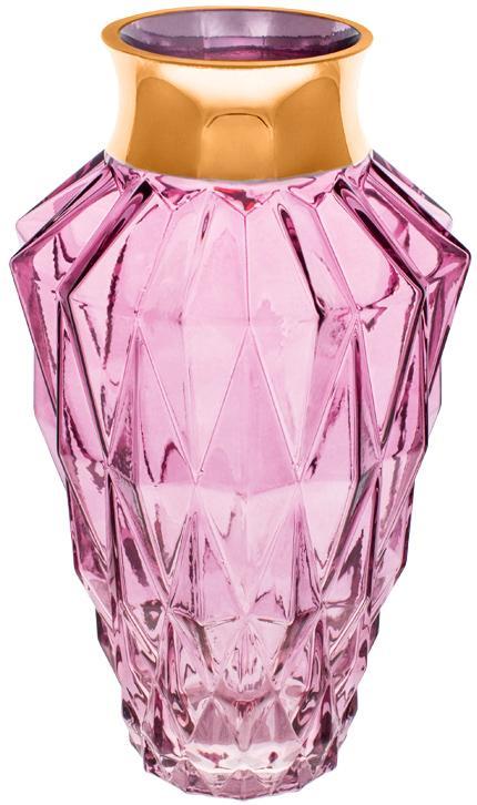 Ваза для квітів Ancient Glass Брюссель настільна Ø16x25см, фіолетове скло із золотом