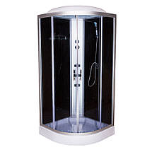 Душовий бокс 61 RC new 90x90х220 см на дрібному піддоні з гідромасажем тоноване скло розсувні двері, фото 3