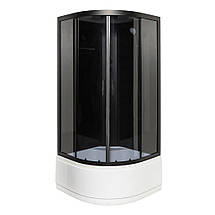 Душовий бокс Vivia Nero 95 RC 90x90х215 см із глибоким піддоном чорний тоноване скло розсувні двері, фото 3
