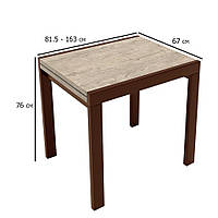Раздвижной обеденный стол дуб шервуд Слайдер 81.5-163х67 см с ножками цвета орех для маленькой кухни
