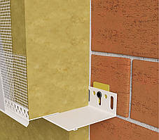 Цокольний стартовий профіль EJOT пластиковий з капельником сіткою та з'єднувачами для пінопласту або мінеральної вати