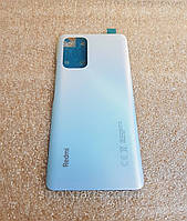 Задняя крышка для Xiaomi Redmi Note 10 Pro голубая (Glacier Blue) стекло оригинал (олеофобное покрытие)