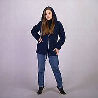 Жіноча кофта-куртка на блискавці "Баранчик-синя" 44-52р.