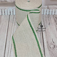 Канва-стрічка для вишивки Vaupel & Heilenbeck (Німеччина), ширина 10 см (колір льна з зеленим кантом)