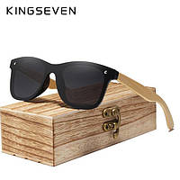 Солнцезащитные очки Wayfarer в цельной оправе и деревянными дужками H5504 Bamboo KINGSEVEN DESIGN