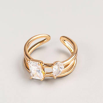 Знижка! Каблучка Xuping колір металу "золото" білий камінь р-р 16,18